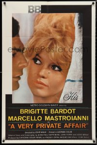 9t2129 VERY PRIVATE AFFAIR 1sh 1962 Louis Malle's Vie Privee, c/u of sexiest Brigitte Bardot!