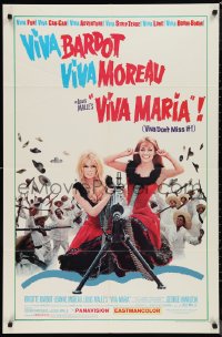 9t2140 VIVA MARIA 1sh 1966 Louis Malle, sexy Brigitte Bardot & Jeanne Moreau, different!