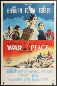 9t2147 WAR & PEACE 1sh 1956 art of Audrey Hepburn, Henry Fonda & Mel Ferrer, Leo Tolstoy epic!