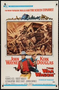 9t2148 WAR WAGON 1sh 1967 cowboys John Wayne & Kirk Douglas, western armored stagecoach artwork!