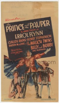 9t0015 PRINCE & THE PAUPER mini WC 1937 great artwork of Errol Flynn with the Mauch Twins!