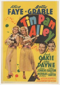 9t0019 TIN PAN ALLEY mini WC 1940 sexy Alice Faye & Betty Grable in hula outfits w/ ukuleles, rare!