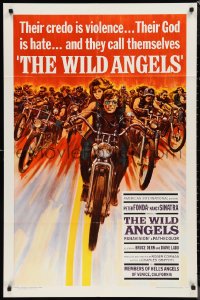 9t2167 WILD ANGELS 1sh 1966 classic art of biker Peter Fonda & sexy Nancy Sinatra on motorcycle!
