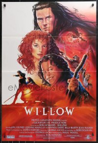 9t2172 WILLOW 1sh 1988 Ron Howard directed, John Alvin art of Val Kilmer, Warwick Davis & Whalley!