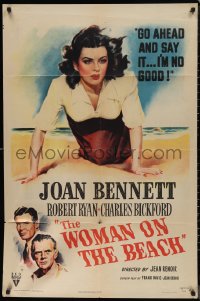 9t2187 WOMAN ON THE BEACH 1sh 1946 Ryan, Bickford, go ahead & say it, sexy Joan Bennett is no good!