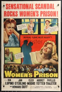 9t2188 WOMEN'S PRISON 1sh 1954 Ida Lupino & super sexy convict Cleo Moore, sensational scandal!