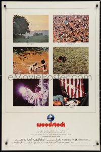 9t2191 WOODSTOCK 1sh 1970 classic rock & roll concert, great Arnold Skolnick art above title!