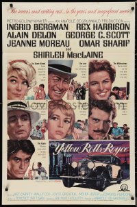 9t2198 YELLOW ROLLS-ROYCE 1sh 1965 Ingrid Bergman, Alain Delon, Howard Terpning art of car & stars!