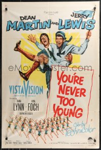 9t2202 YOU'RE NEVER TOO YOUNG 1sh 1955 great image of Dean Martin & wacky Jerry Lewis!