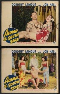 9t0520 ALOMA OF THE SOUTH SEAS 3 LCs 1941 Dorothy Lamour in sarong with Jon Hall, De Mille & Reed!