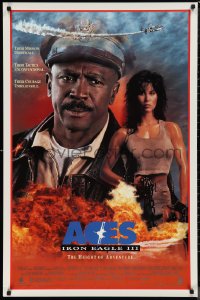 9w1057 ACES IRON EAGLE III 1sh 1992 close-up of Lou Gossett Jr, sexy tough girl in chains!