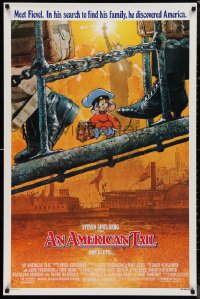 9w1063 AMERICAN TAIL 1sh 1986 Steven Spielberg, Don Bluth, art of Fievel the mouse by Drew Struzan!