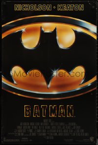 9w1080 BATMAN 1sh 1989 directed by Tim Burton, cool image of Bat logo, new credit design!