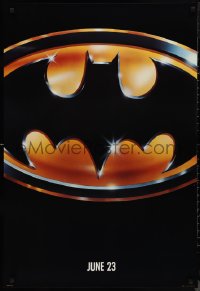 9w1079 BATMAN teaser 1sh 1989 directed by Tim Burton, cool image of Bat logo, matte finish!