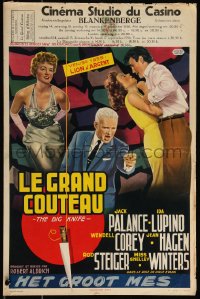 9w0661 BIG KNIFE Belgian 1956 Robert Aldrich, art of Jack Palance, Shelley Winters, Ida Lupino!