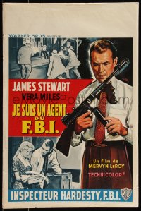 9w0671 FBI STORY Belgian 1959 great art of detective Jimmy Stewart & Vera Miles!