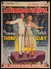 9w0686 I'LL SEE YOU IN MY DREAMS Belgian 1953 JA artwork of Doris Day & Danny Thomas on piano!