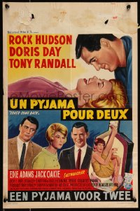 9w0697 LOVER COME BACK Belgian 1961 art of Rock Hudson, Doris Day, Tony Randall, Edie Adams!