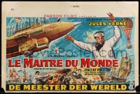 9w0699 MASTER OF THE WORLD Belgian 1961 Jules Verne, Vincent Price, art of enormous flying machine!