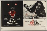 9w0730 BEAST MUST DIE/SISTERS British quad 1974 Brian De Palma horror double bill, wild dog art!