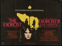 9w0753 EXORCIST/EXORCIST 2: THE HERETIC British quad 1980 two stories straight from Hell!