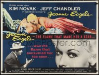 9w0771 JEANNE EAGELS British quad 1957 best romantic artwork of Kim Novak & Jeff Chandler kissing!