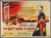 9w0773 LEFT HAND OF GOD British quad 1955 full-length art of priest Humphrey Bogart w/ gun, Gene Tierney!