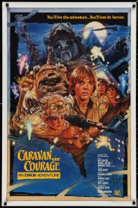 9w1116 CARAVAN OF COURAGE style B int'l 1sh 1984 An Ewok Adventure, Star Wars, art by Drew Struzan!