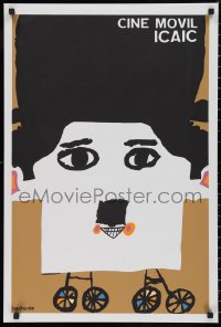 9w0147 CINE MOVIL Cuban R1990s wacky completely different Bachs silkscreen artwork of Charlie Chaplin!