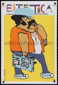 9w0151 ESTETICA Cuban R1990s wacky artwork of man with radio by Eduardo Munoz Bachs!