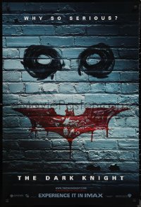9w1134 DARK KNIGHT teaser 1sh 2008 why so serious? graffiti image of the Joker's face, IMAX version!