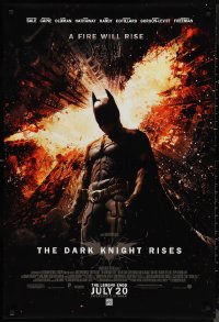 9w1136 DARK KNIGHT RISES advance DS 1sh 2012 Christian Bale as Batman, a fire will rise!