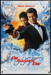 9w1148 DIE ANOTHER DAY style C int'l DS 1sh 2002 Brosnan as James Bond & sexy Halle Berry as Jinx!