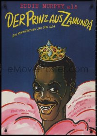 9w0478 COMING TO AMERICA East German 23x32 1990 artwork of African Prince Eddie Murphy by Wongel!