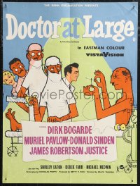 9w0809 DOCTOR AT LARGE English lift bill 1957 Dr. Dirk Bogarde is bed-ridden with girl fever!
