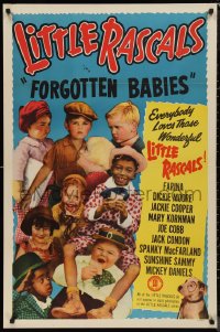 9w1171 FORGOTTEN BABIES 1sh R1952 Our Gang, Spanky, Farina, Buckwheat, Little Rascals!