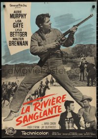 9w0941 DRUMS ACROSS THE RIVER French 22x32 R1960s Audie Murphy in an empire of savage hate, Xarrie!