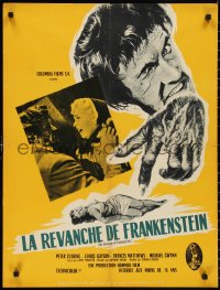 9w0974 REVENGE OF FRANKENSTEIN French 23x30 1958 Peter Cushing, Eunice Gayson, cool art of monster!