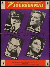 9w0976 SEVEN DAYS IN MAY French 23x31 1964 Burt Lancaster, Kirk Douglas, Fredric March & Ava Gardner!