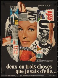 9w0993 TWO OR THREE THINGS I KNOW ABOUT HER French 23x31 1967 Jean-Luc Godard, sexy Marina Vlady!