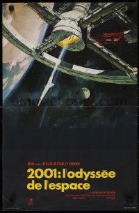9w1005 2001: A SPACE ODYSSEY French 15x23 R1980s Kubrick, Bob McCall art of space wheel!