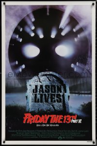 9w1176 FRIDAY THE 13th PART VI 1sh 1986 Jason Lives, cool image of hockey mask & tombstone!