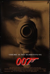 9w1186 GOLDENEYE 1sh 1995 image of Pierce Brosnan as secret agent James Bond 007, gun close up!