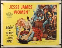 9w0619 JESSE JAMES' WOMEN 1/2sh 1954 classic catfight artwork, women wanted him... more than the law