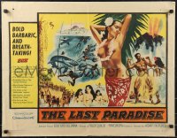 9w0623 LAST PARADISE 1/2sh 1957 art of super sexy topless island babes + men fighting sharks!
