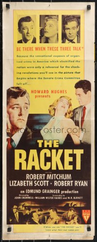 9w0200 RACKET insert 1951 Robert Ryan grabs sexy Lizabeth Scott, Robert Mitchum, Howard Hughes!