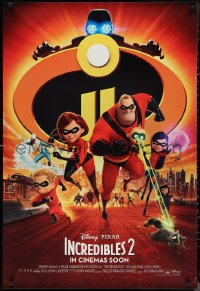9w1232 INCREDIBLES 2 int'l advance DS 1sh 2018 Disney/Pixar, Nelson, Hunter, wacky, get ready to suit up!