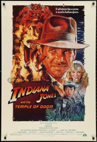 9w1236 INDIANA JONES & THE TEMPLE OF DOOM 1sh 1984 Harrison Ford, Kate Capshaw, Drew Struzan art!