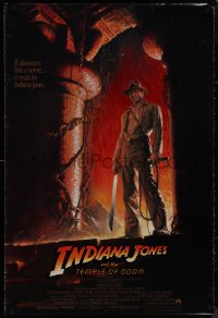 9w1235 INDIANA JONES & THE TEMPLE OF DOOM 1sh 1984 adventure is Harrison Ford's name, Wolfe art!