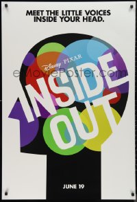 9w1238 INSIDE OUT advance DS 1sh 2015 Walt Disney, Pixar, the voices inside your head, profile art!